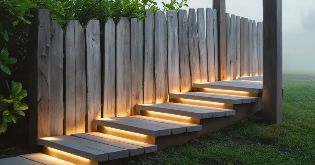 Step Lights next to fence