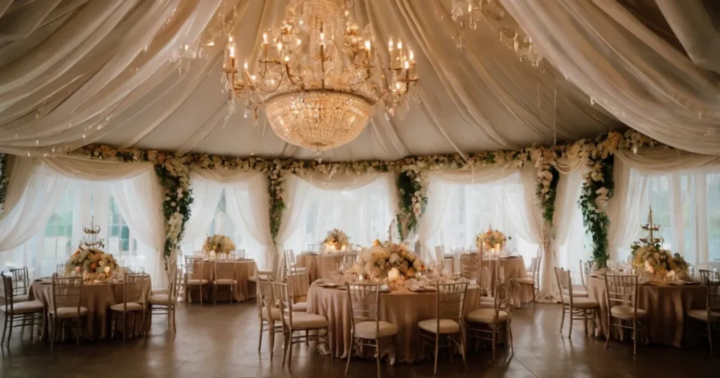 Chandelier at Wedding Tent