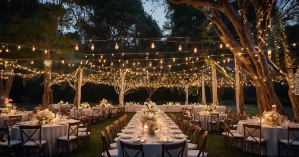 Festoon Lights at Wedding Tent