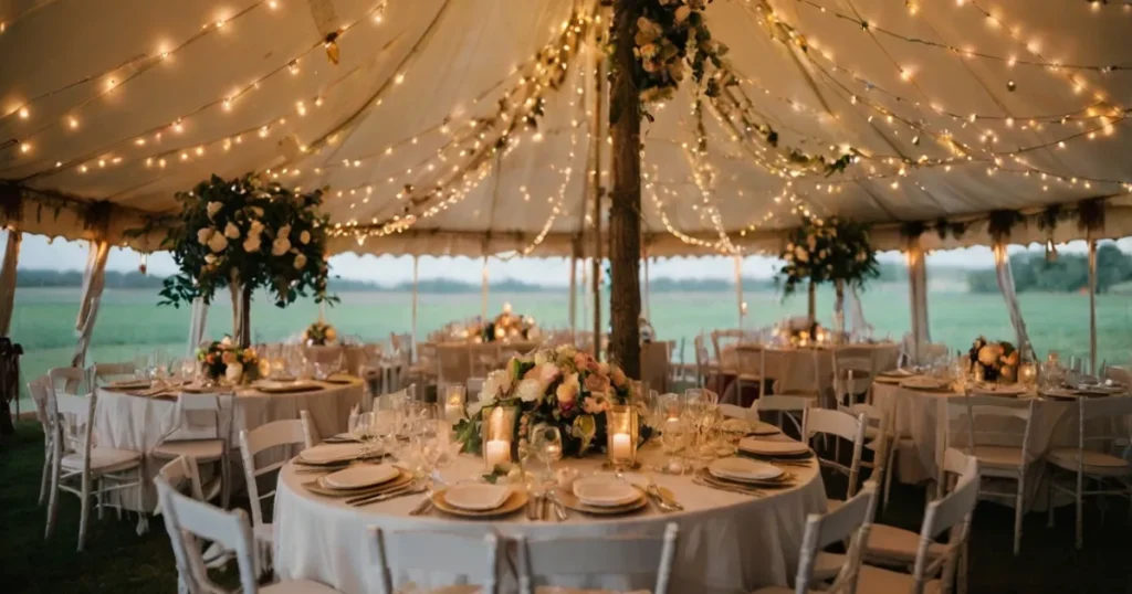 String Lights at Wedding Tent